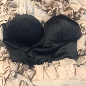 Black Satin bustier sleeveless crop top NWT